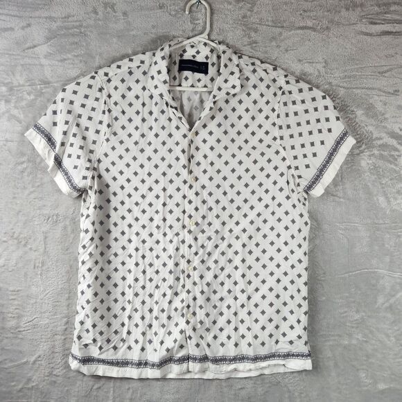 Abercrombie & Fitch Shirt Men's XL White/Black Retro Muscle Casual Button Down - Picture 1 of 7